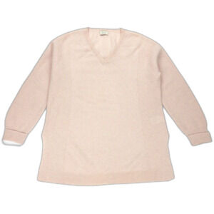 WRAP London 100% Cashmere V-Neck Tunic Sweater Blush Minimal Quiet Luxury Preppy